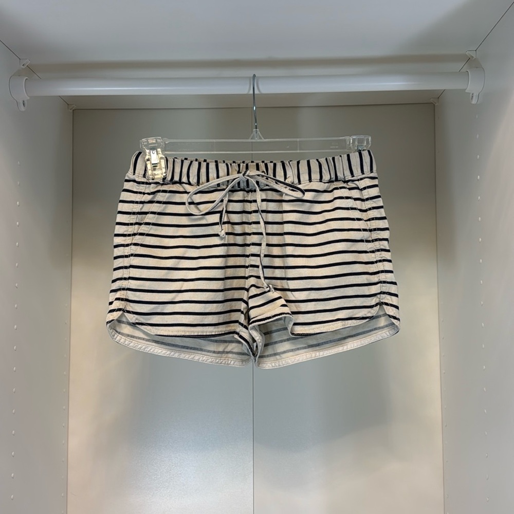 J by J Crew Linen Cream and Navy Striped Shorts Size XS